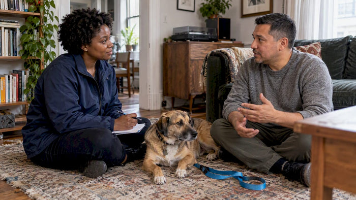 Pet sitter and owner discuss photo updates
