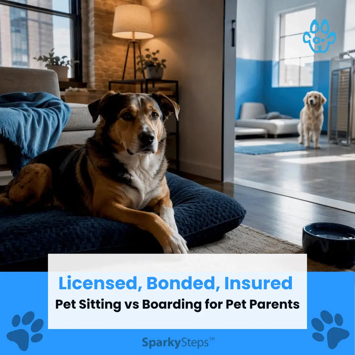 Pet Sitting Vs Boarding for Chicago Pet Parents Dogs shown in home and boarding settings