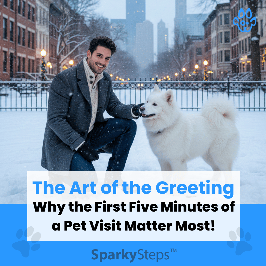 Man Greeting a Dog in the Snow